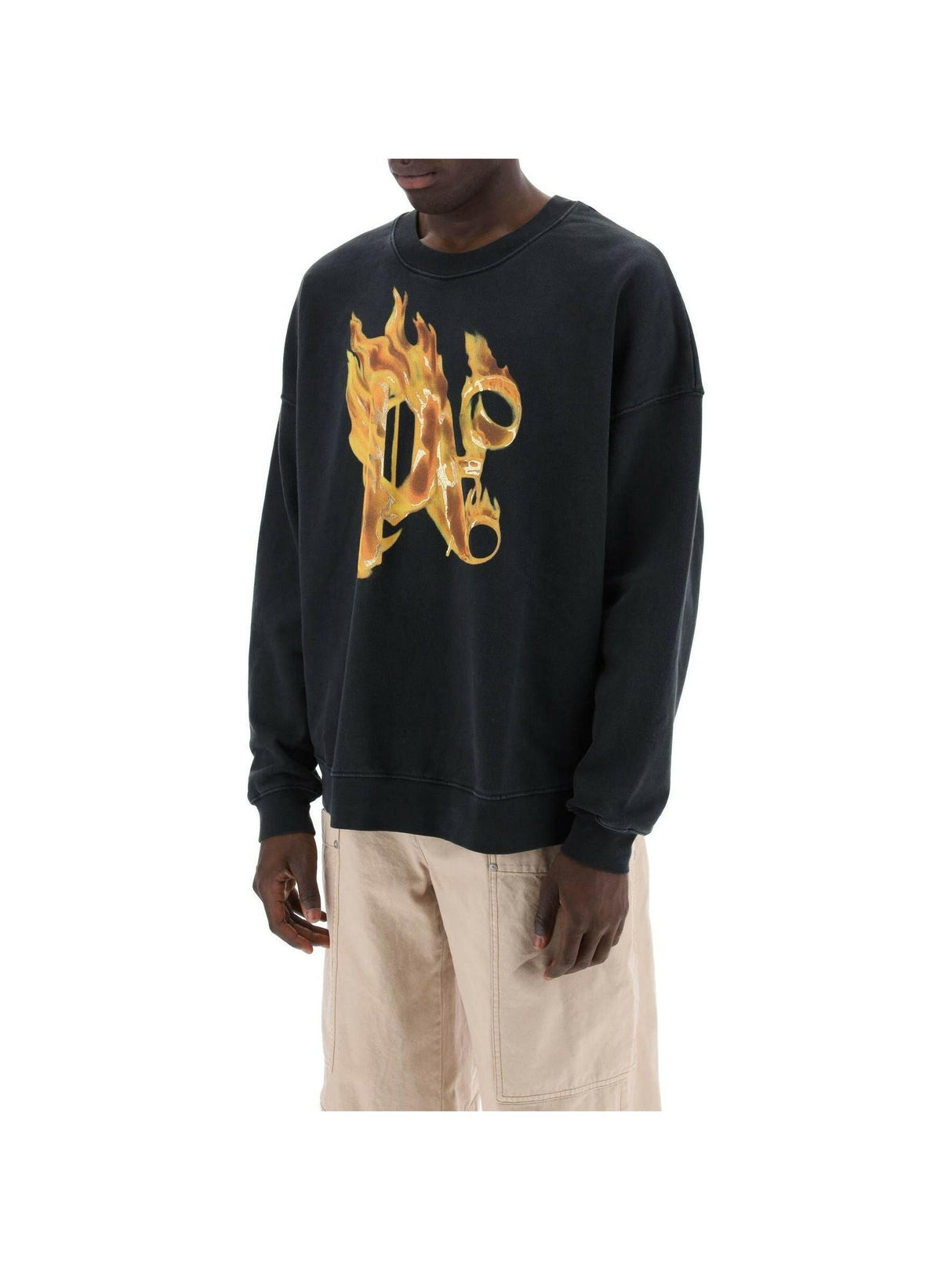 PALM ANGELS-Burning Monogram Sweatshirt-JOHN JULIA