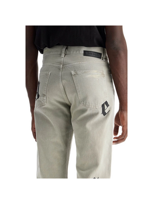 Cotton Denim Loose Printed Detail Jeans - Men > Clothing > Jeans > Jeans