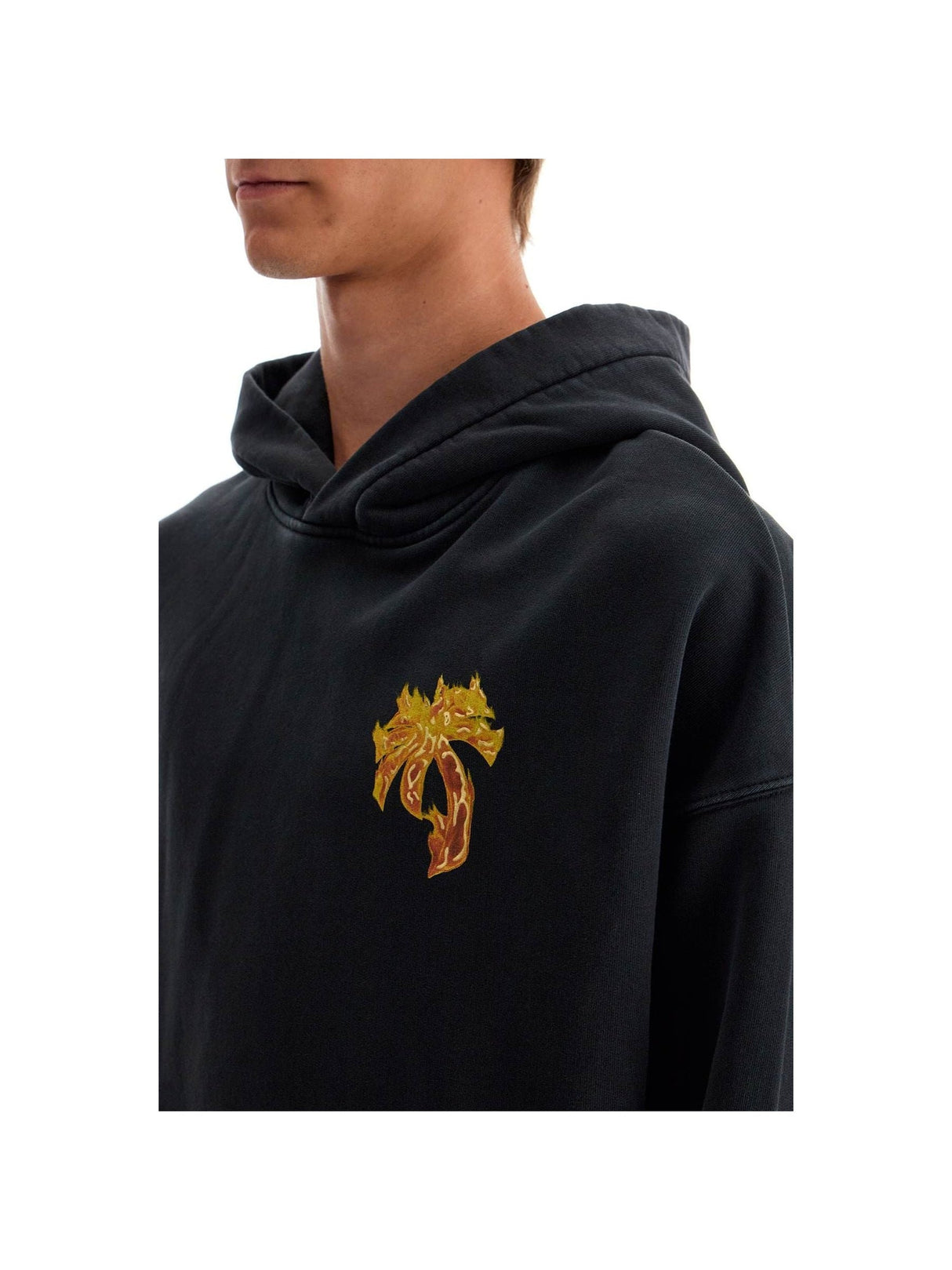 Cotton French Terry Burning Palm Oversized Hoodie