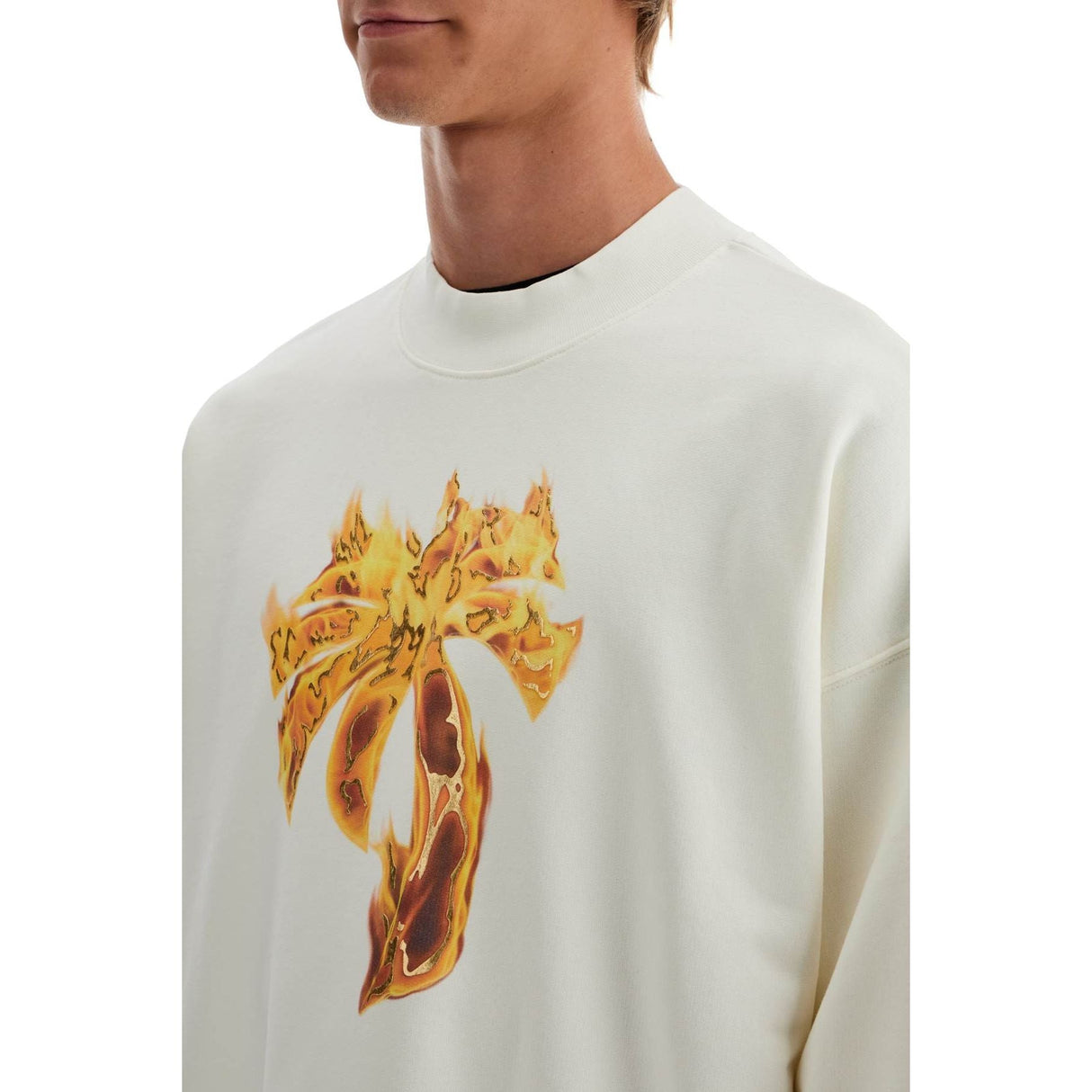 Cotton French Terry Burning Palm Oversized Sweatshirt - Men > Clothing > T-Shirts and Sweatshirts > Sweatshirts