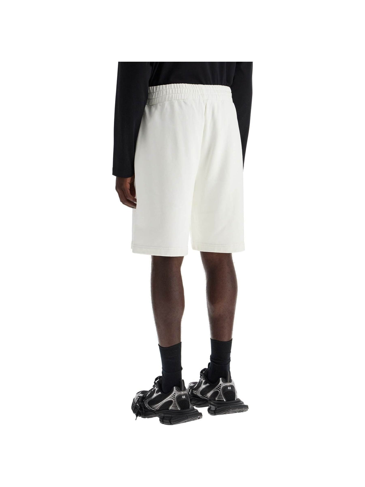 Cotton Slub Jersey Sporty Bermuda Shorts Logo Print