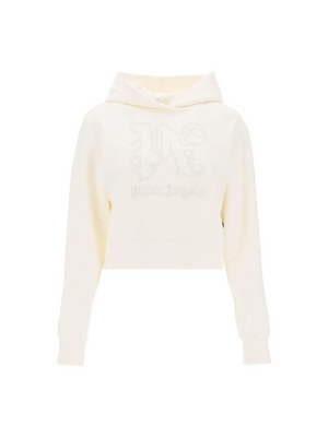 Cropped Hoodie With Monogram Embroidery PALM ANGELS JOHN JULIA.