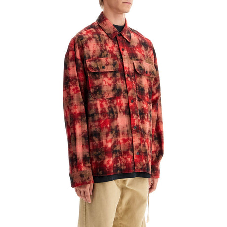 PALM ANGELS-Curved Logo Flannel Shirt -JOHN JULIA.