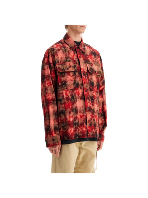 PALM ANGELS-Curved Logo Flannel Shirt -JOHN JULIA.