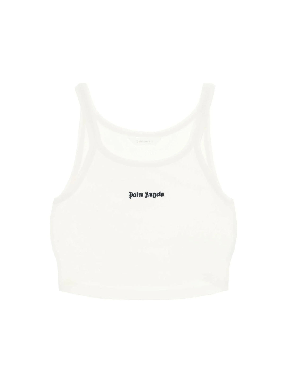 PALM ANGELS-Embroidered Logo Cotton Pique Crop Top-JOHN JULIA