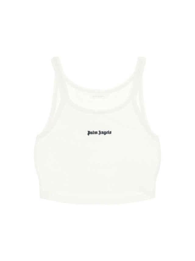 PALM ANGELS-Embroidered Logo Cotton Pique Crop Top-JOHN JULIA