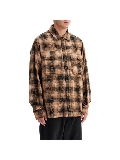 PALM ANGELS-Flannel Shirt With Curved Logo-JOHN JULIA