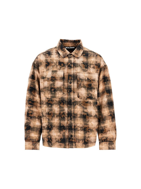 PALM ANGELS-Flannel Shirt With Curved Logo-JOHN JULIA