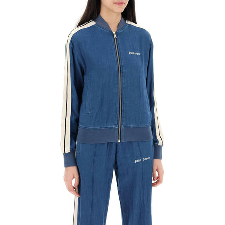 Indigo Blue Chambray Track Bomber Jacket PALM ANGELS JOHN JULIA.