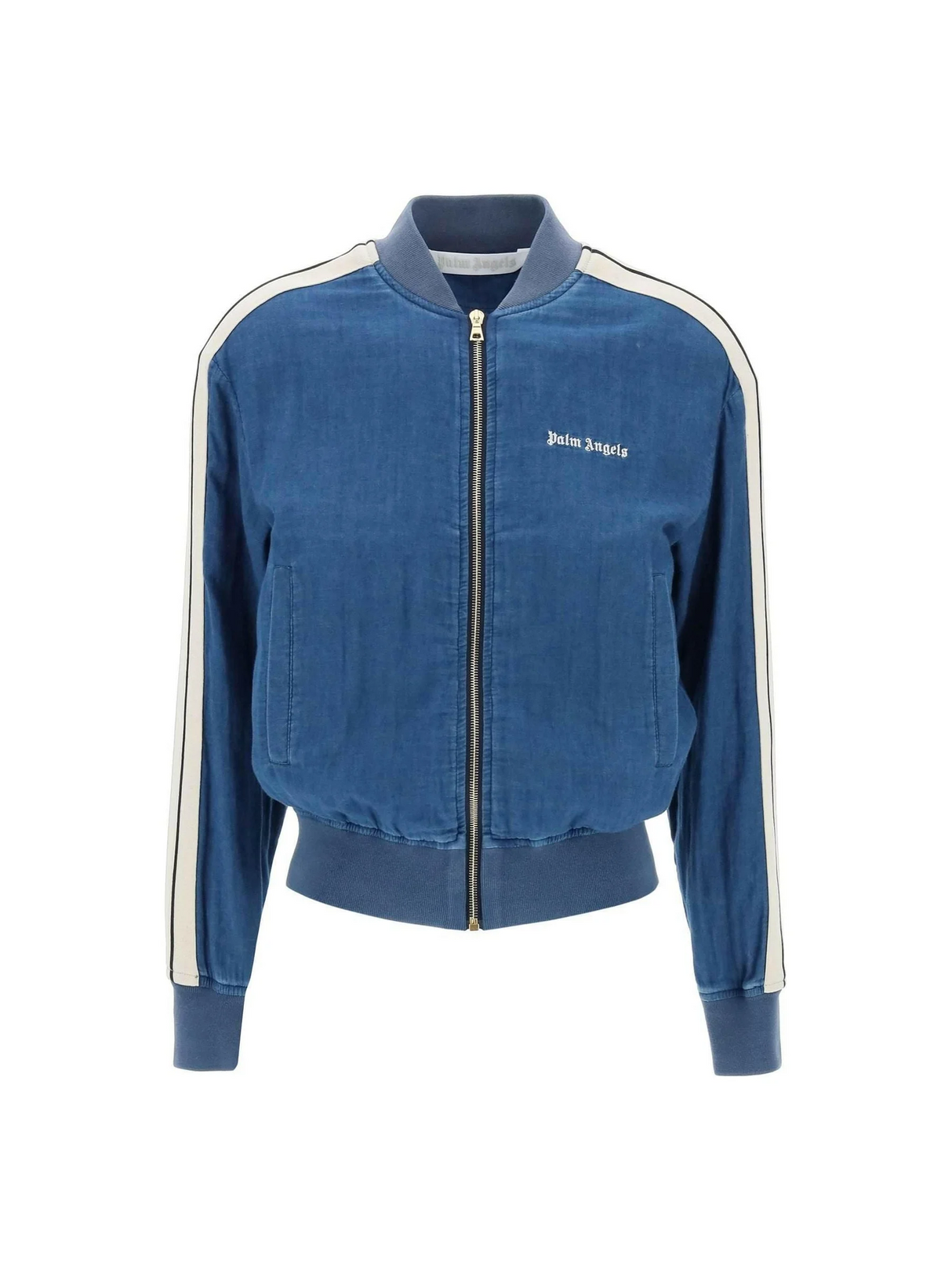 Indigo Blue Chambray Track Bomber Jacket PALM ANGELS JOHN JULIA.