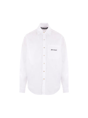 Logo Embroidery Poplin Shirt-PALM ANGELS-JOHN JULIA