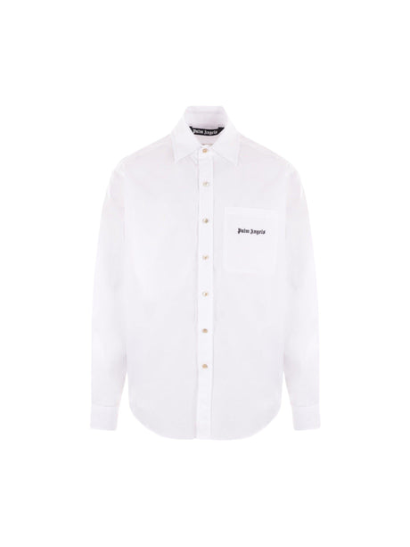 Logo Embroidery Poplin Shirt-PALM ANGELS-JOHN JULIA