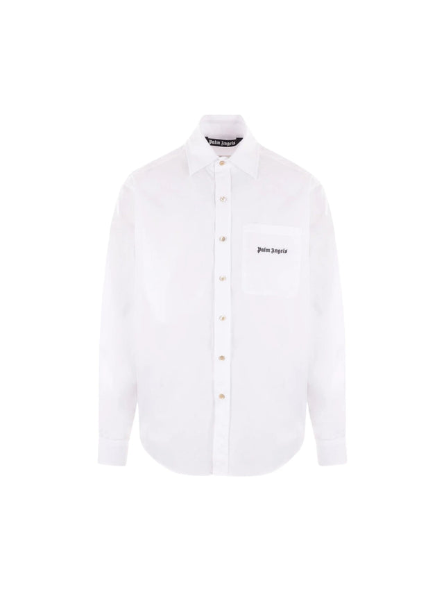 Logo Embroidery Poplin Shirt-PALM ANGELS-JOHN JULIA