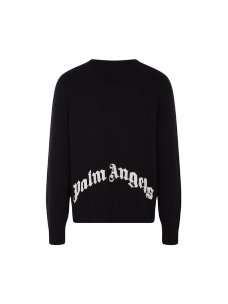 Logo Intarsia Wool Blend Sweater-PALM ANGELS-JOHN JULIA