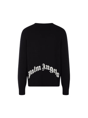 Logo Intarsia Wool Blend Sweater-PALM ANGELS-JOHN JULIA