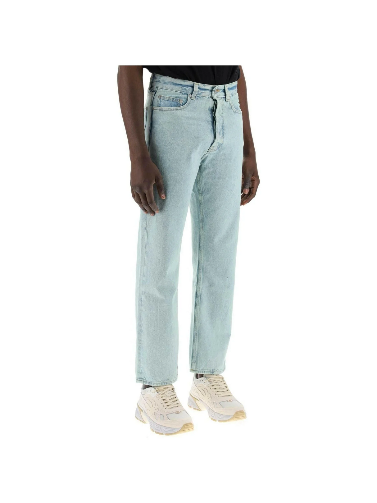 Mint Off-White Denim Garment-Dyed Cotton Jeans PALM ANGELS JOHN JULIA.