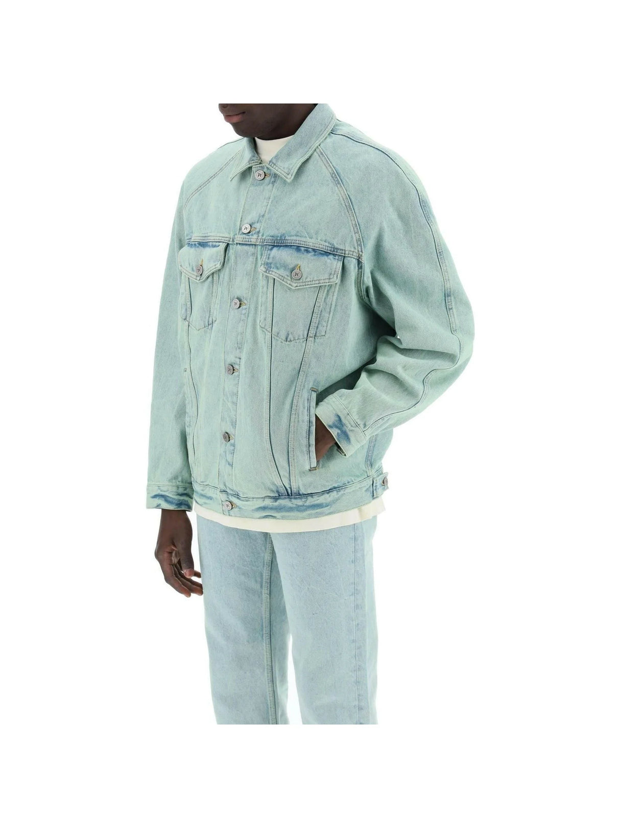 Mint Off-White Overdye Denim Jacket PALM ANGELS JOHN JULIA.