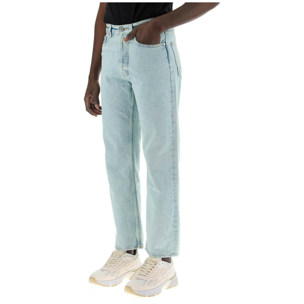 Mint Off-White Denim Garment-Dyed Cotton Jeans PALM ANGELS JOHN JULIA.