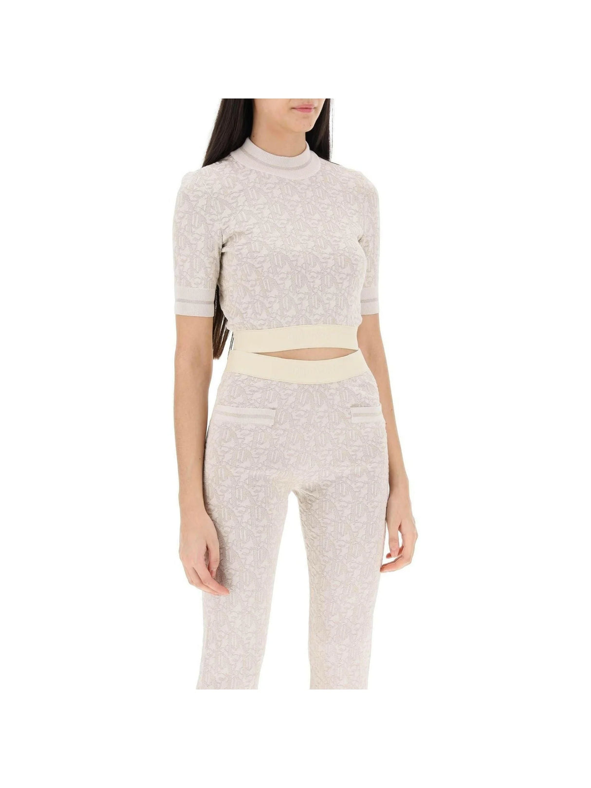 Monogram Cropped Top In Lurex Knit PALM ANGELS JOHN JULIA.