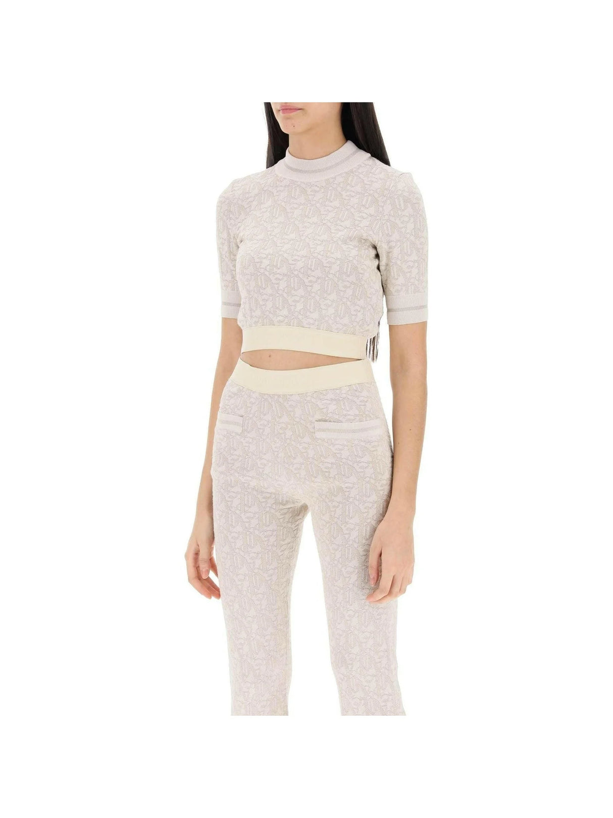 Monogram Cropped Top In Lurex Knit PALM ANGELS JOHN JULIA.