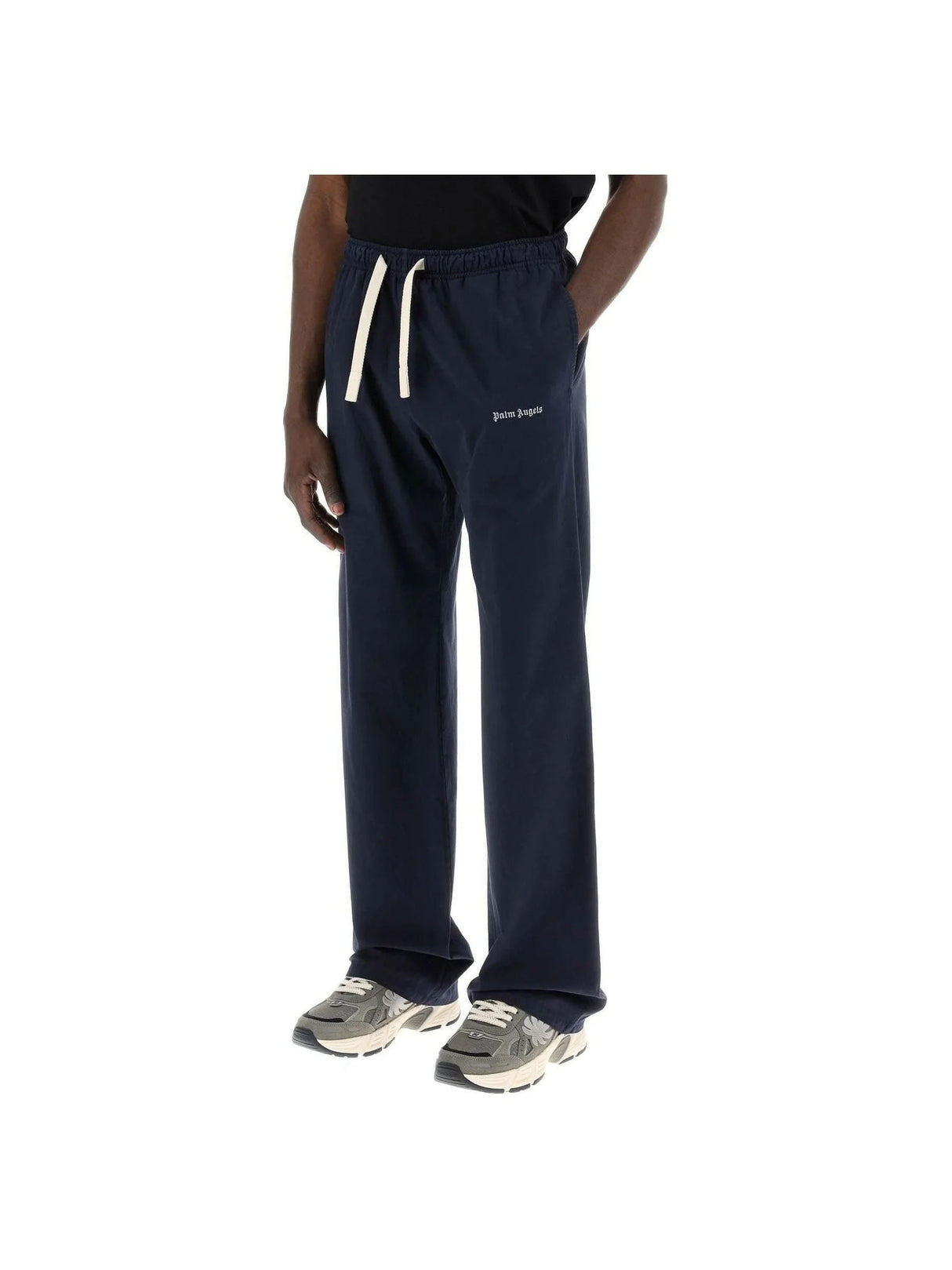 Navy Cotton Drawstring Cotton Travel Pants PALM ANGELS JOHN JULIA.