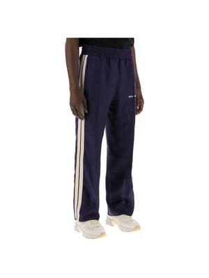 Navy Side Stripe Linen Track Pants PALM ANGELS JOHN JULIA.