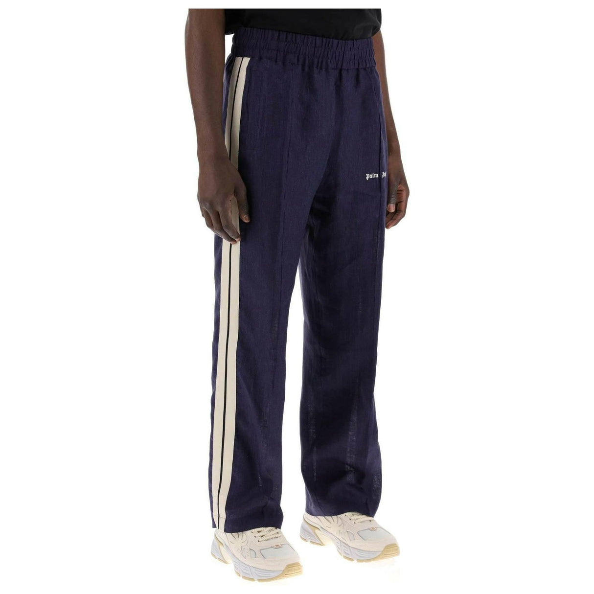 Navy Side Stripe Linen Track Pants PALM ANGELS JOHN JULIA.