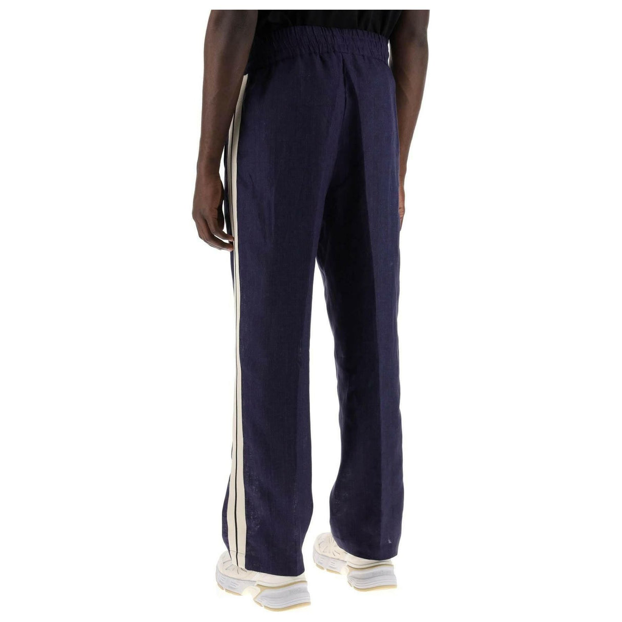 Navy Side Stripe Linen Track Pants PALM ANGELS JOHN JULIA.