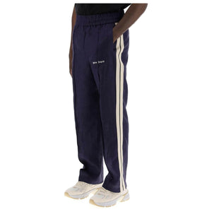 Navy Side Stripe Linen Track Pants PALM ANGELS JOHN JULIA.