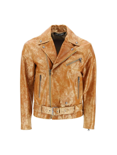 Pa City Biker Jacket In Laminated Leather PALM ANGELS JOHN JULIA.