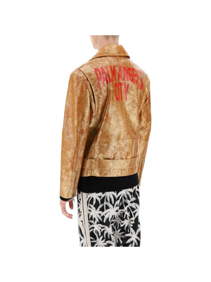 Pa City Biker Jacket In Laminated Leather PALM ANGELS JOHN JULIA.