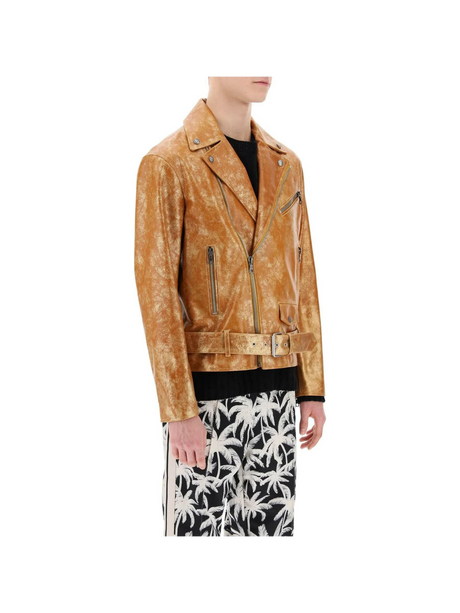 Pa City Biker Jacket In Laminated Leather PALM ANGELS JOHN JULIA.