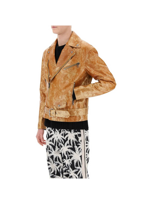 Pa City Biker Jacket In Laminated Leather PALM ANGELS JOHN JULIA.