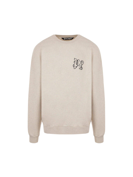 Pa Monogram Cotton and Linen Sweatshirt-PALM ANGELS-JOHN JULIA