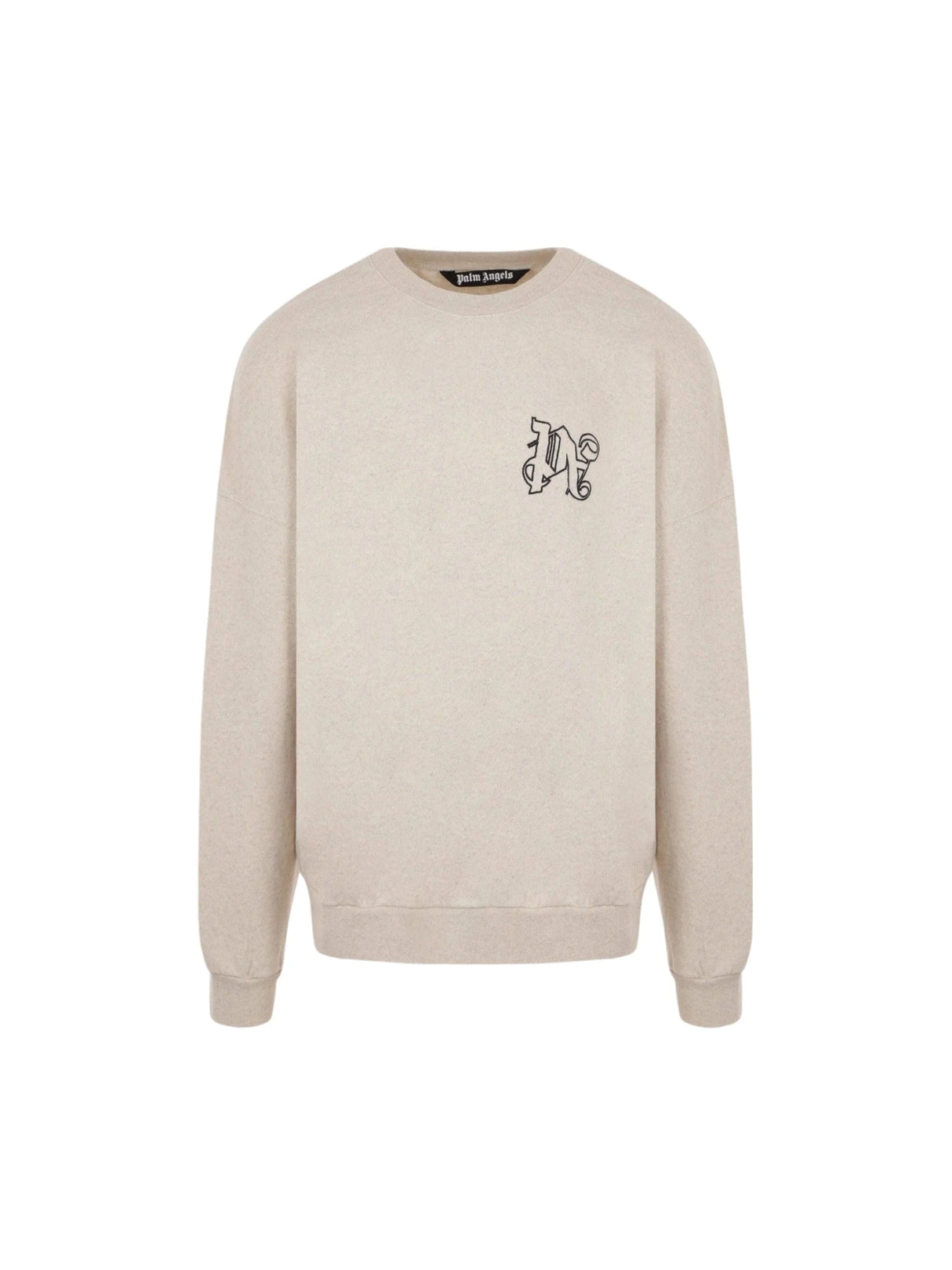 Pa Monogram Cotton and Linen Sweatshirt-PALM ANGELS-JOHN JULIA