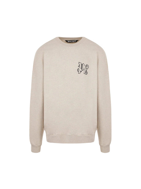 Pa Monogram Cotton and Linen Sweatshirt-PALM ANGELS-JOHN JULIA