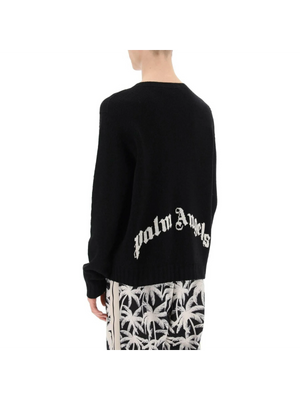 Wool Sweater With Logo Intarsia PALM ANGELS JOHN JULIA.