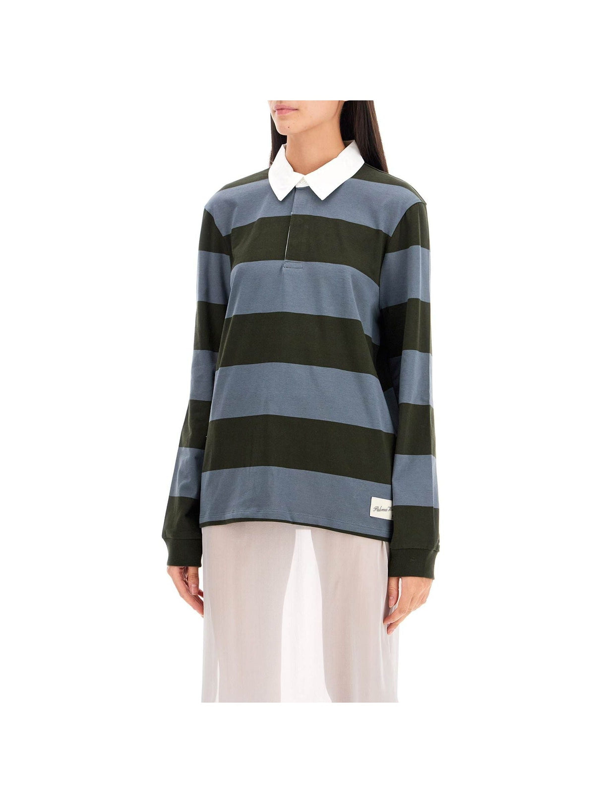 PALOMA WOOL-Long-sleeved Striped Polo Shirt-JOHN JULIA