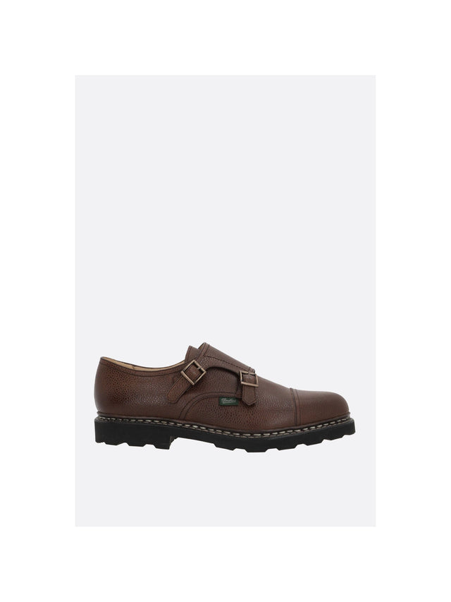 William Grainy Leather Monk Strap Shoes-PARABOOT-JOHN JULIA