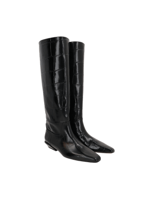 Bettina Crocodile Embossed Leather Western Boots-PARIS TEXAS-JOHN JULIA