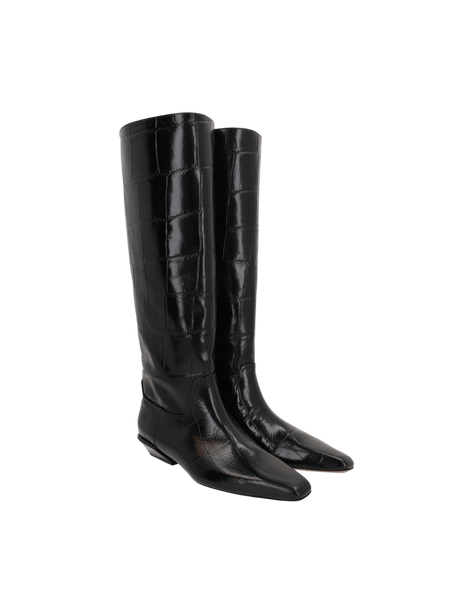 Bettina Crocodile Embossed Leather Western Boots-PARIS TEXAS-JOHN JULIA