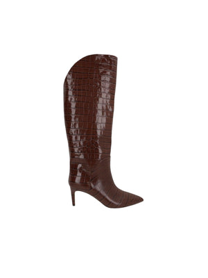 Crocodile Embossed Leather Boots-PARIS TEXAS-JOHN JULIA