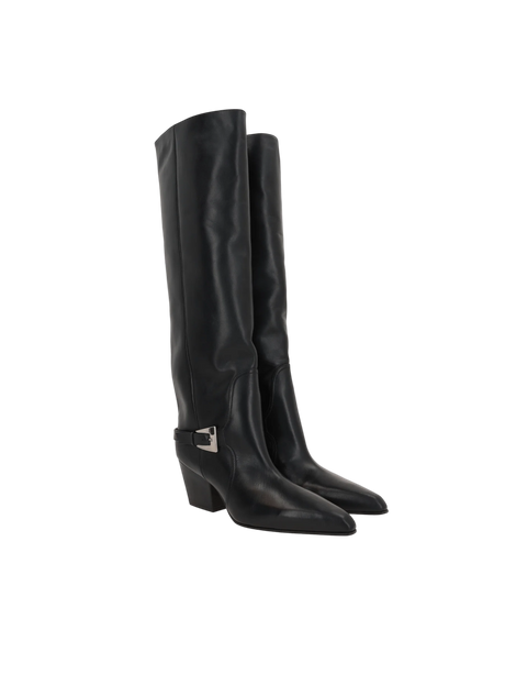 Jane Buckle Smooth Leather Boots-PARIS TEXAS-JOHN JULIA