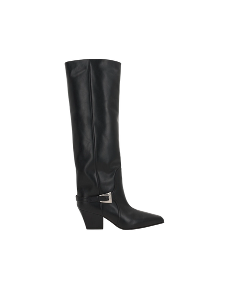 Jane Buckle Smooth Leather Boots-PARIS TEXAS-JOHN JULIA