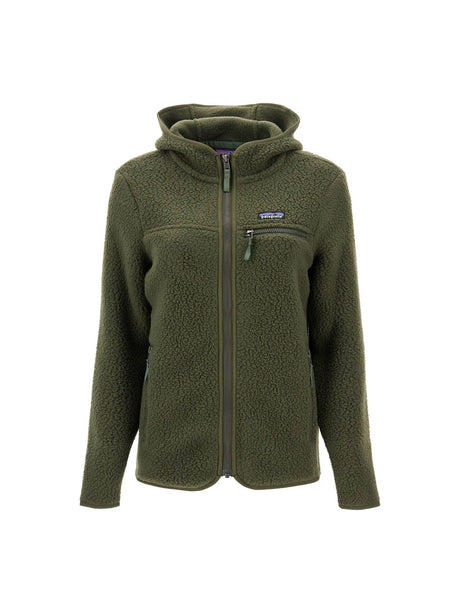 Womens Retro Pile Hoody With Zip