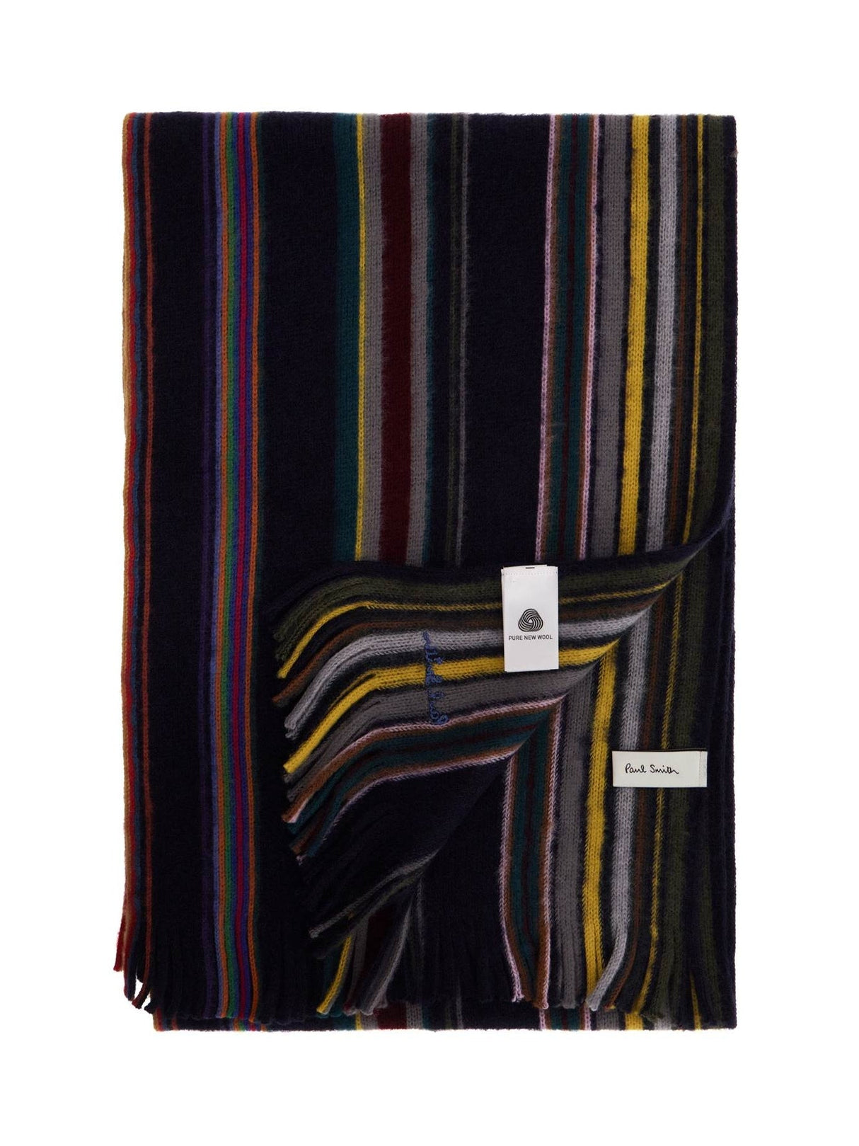 PAUL SMITH-Multicolored Striped Wool Scarf-JOHN JULIA