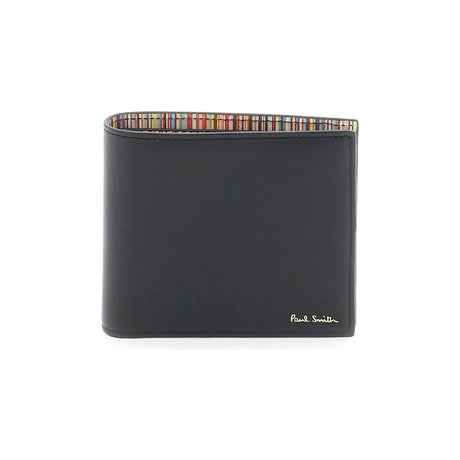 Black Signature Stripe Bi-Fold Leather Wallet PAUL SMITH JOHN JULIA.