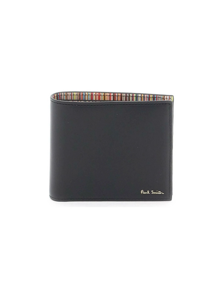 Black Signature Stripe Bi-Fold Leather Wallet PAUL SMITH JOHN JULIA.