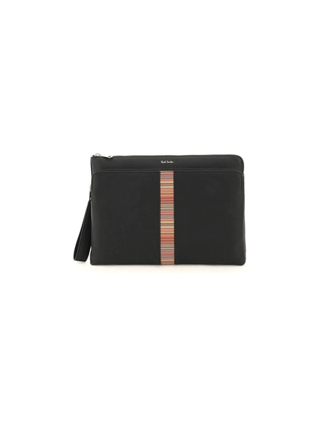 Signture Stripe Leather Pouch