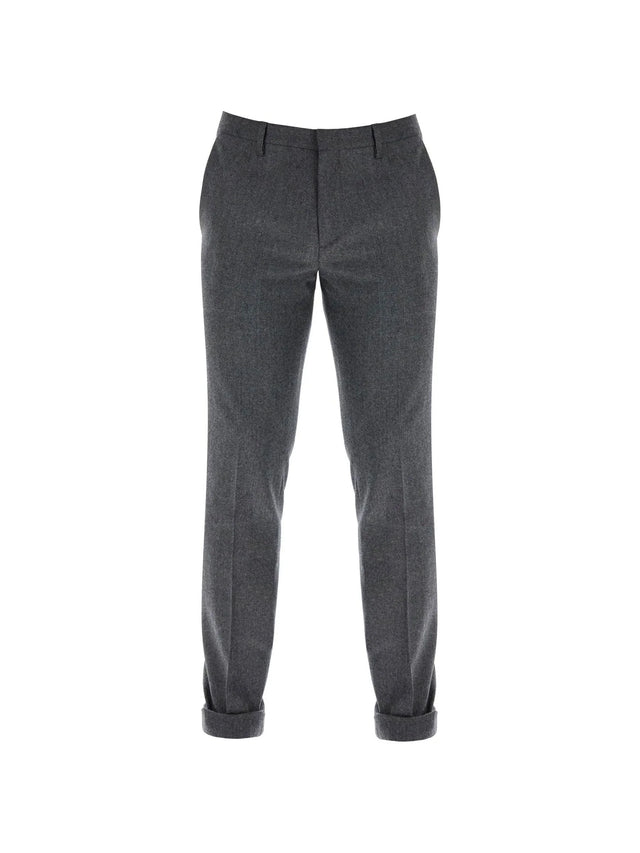 Slim Fit Flannel Trousers In Eight